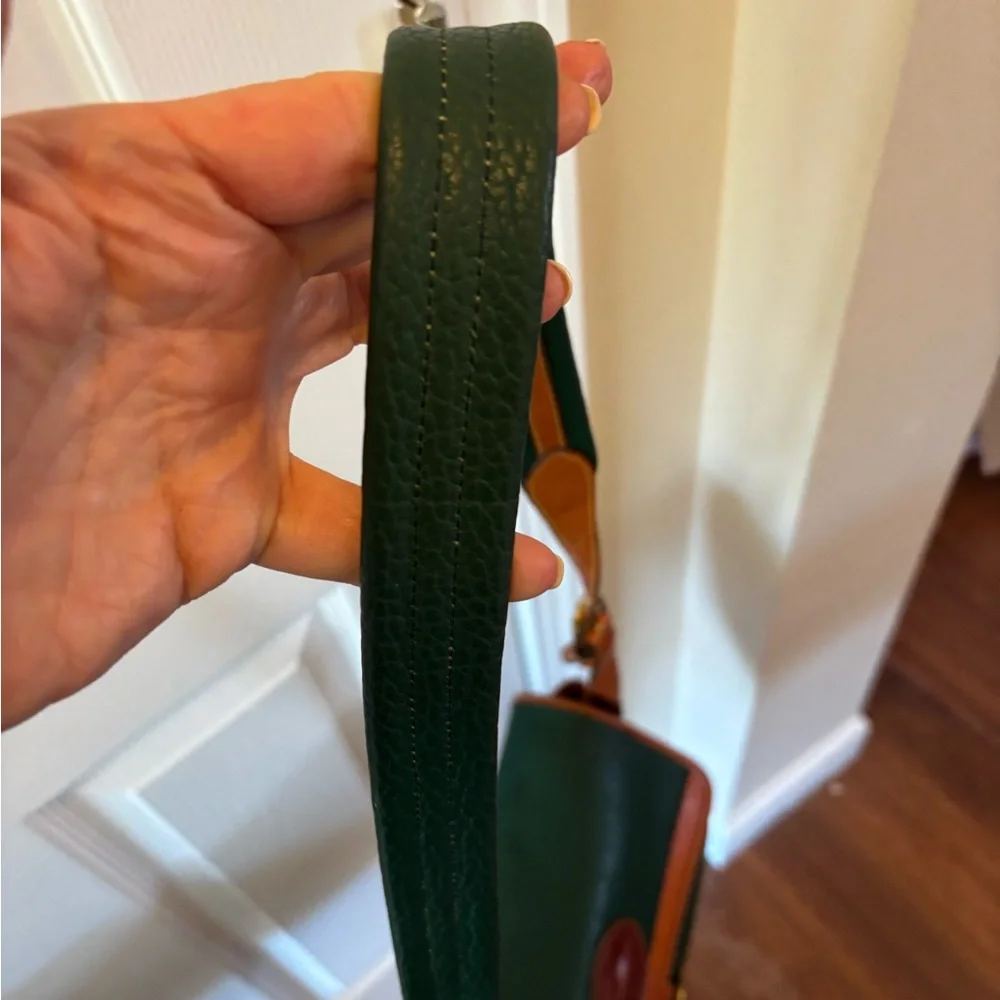 Dooney & Bourke VINTAGE AWL Surrey Green & Tan Leather Crossbody MADE IN USA EUC - Picture 15 of 16